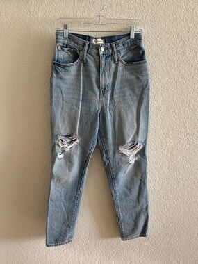 Madewell Women’s Light Blue Wash Distressed High Rise Denim Mom Jeans Size 26